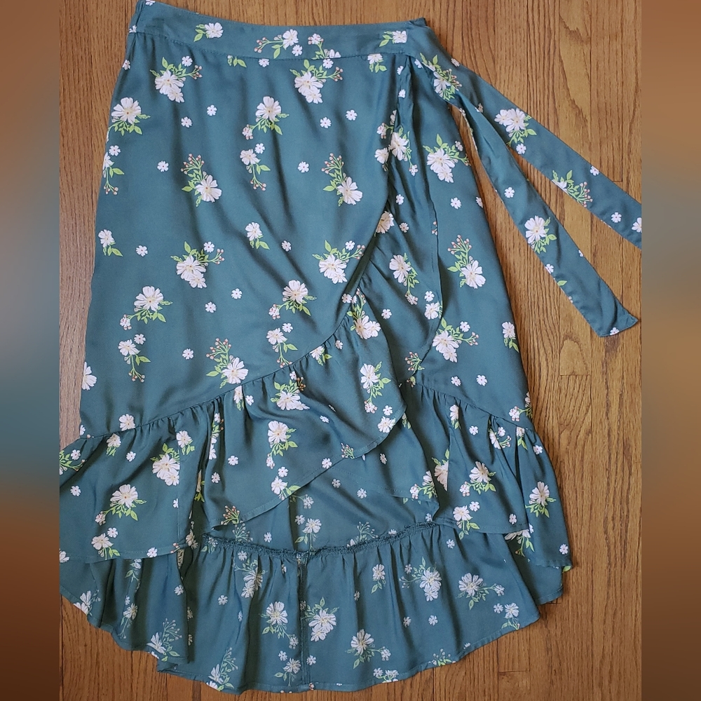 Summer Floral Wrap Skirt